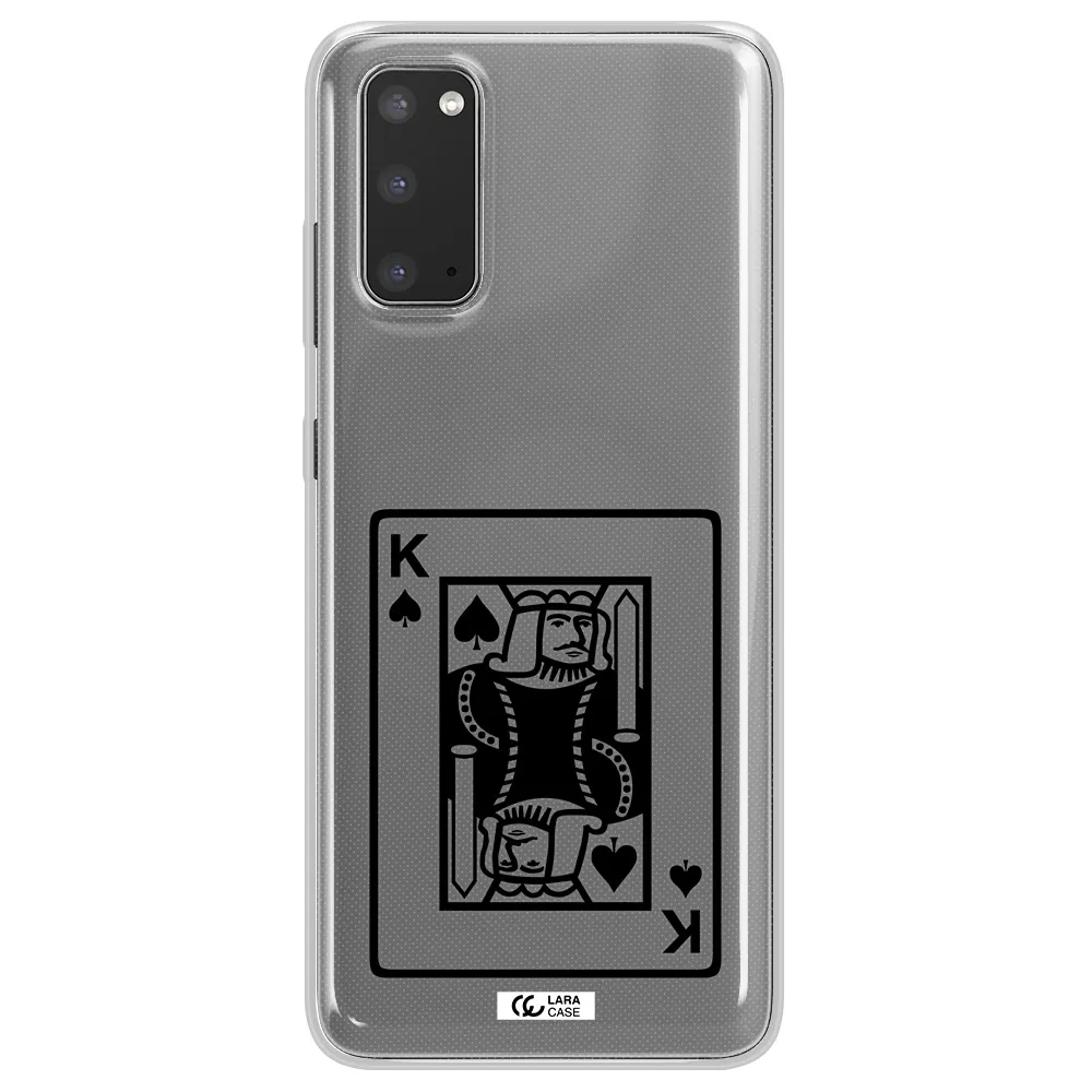 a black and white card with a man in a crown Samsung S20 Clear TPU Case