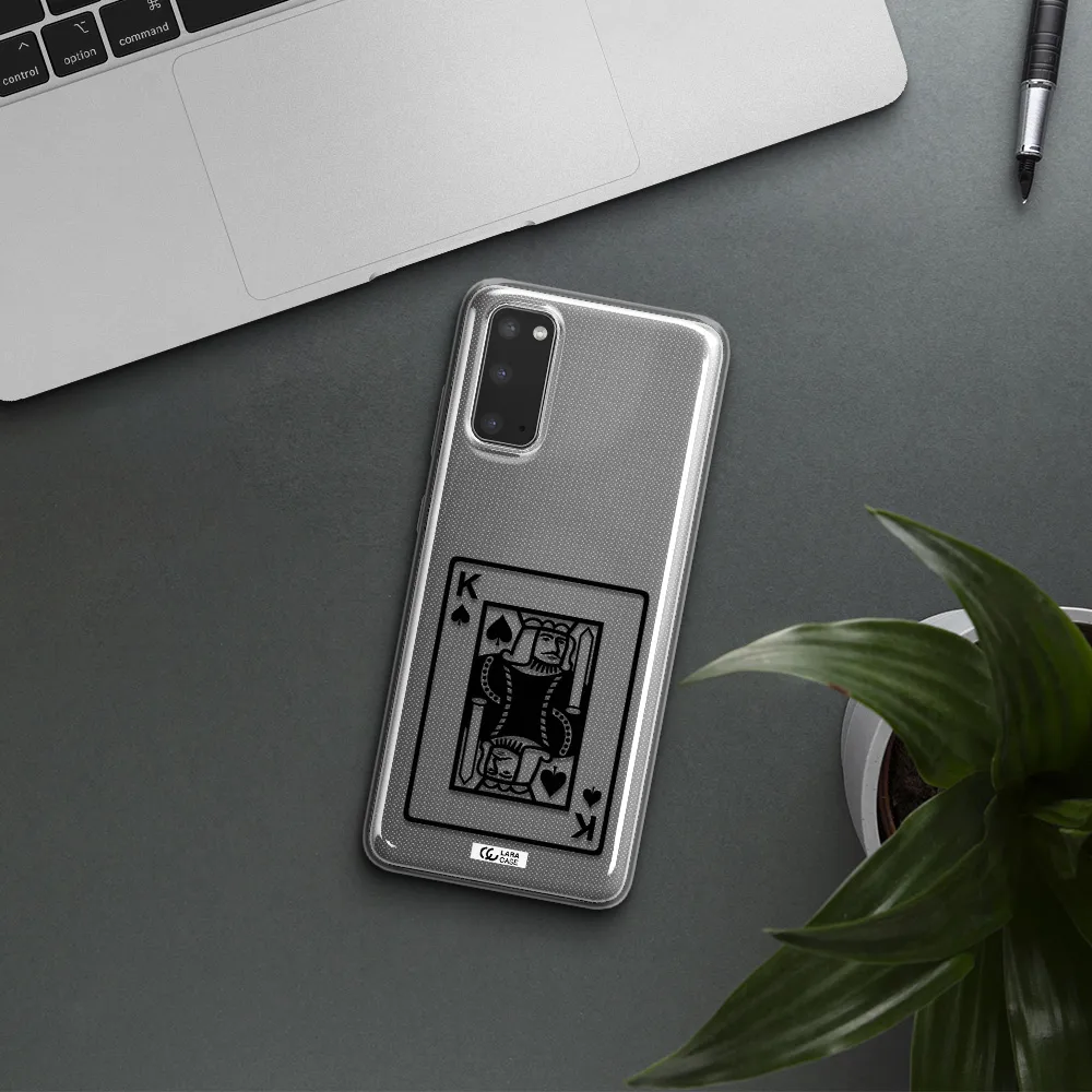 a black and white card with a man in a crown Samsung S20 Clear TPU Case