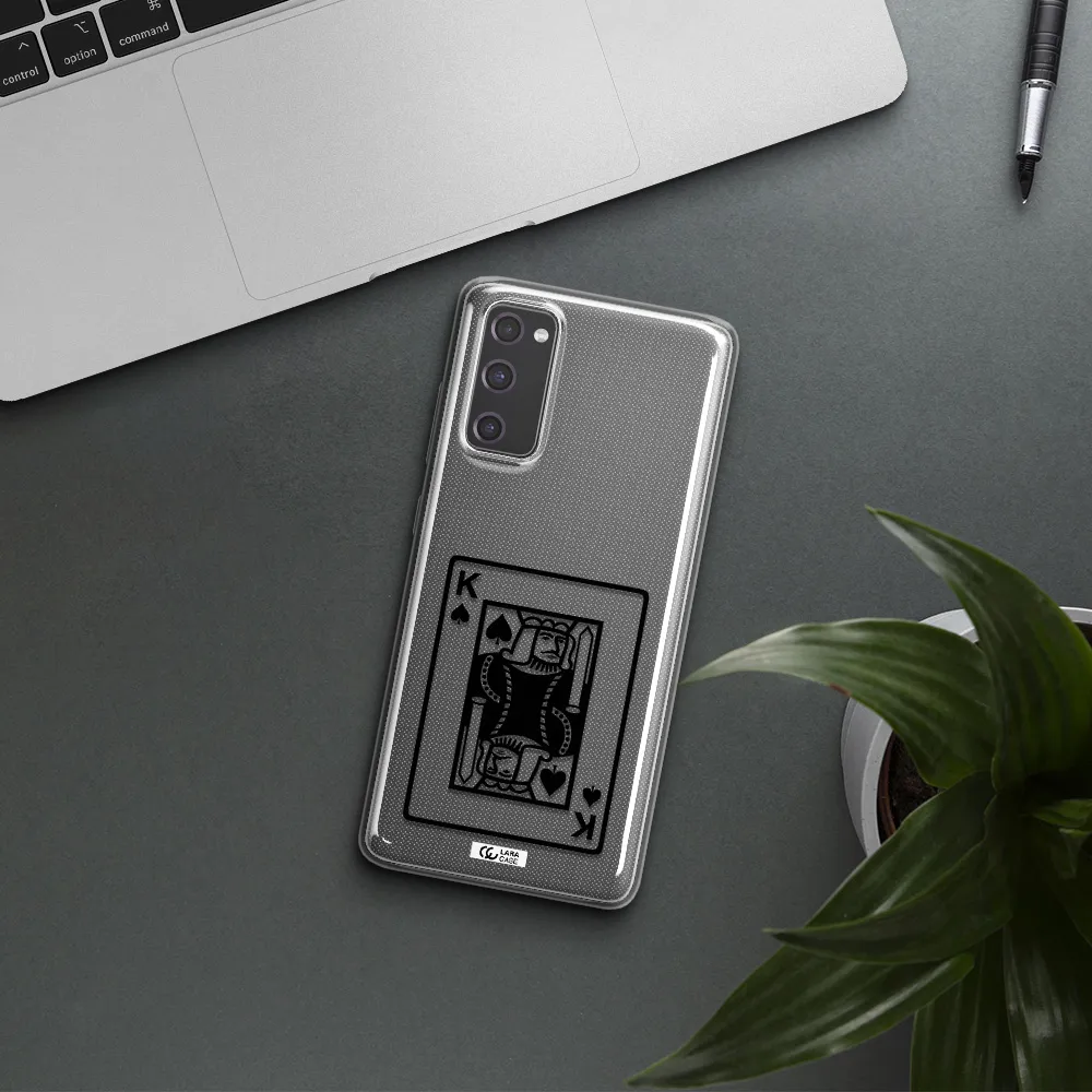 a black and white card with a man in a crown Samsung S20 Fe Clear TPU Case