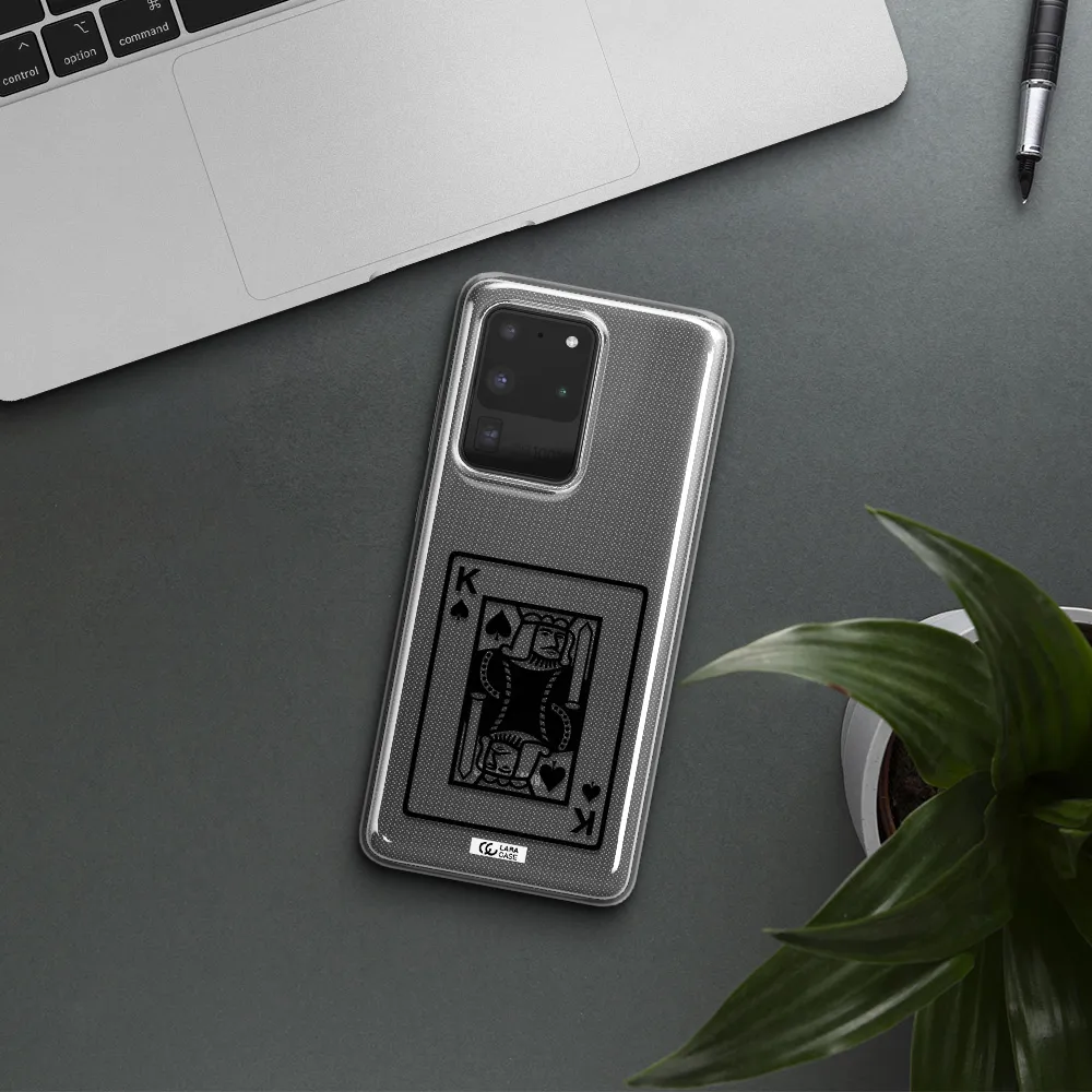 a black and white card with a man in a crown Samsung S20 Ultra Clear TPU Case