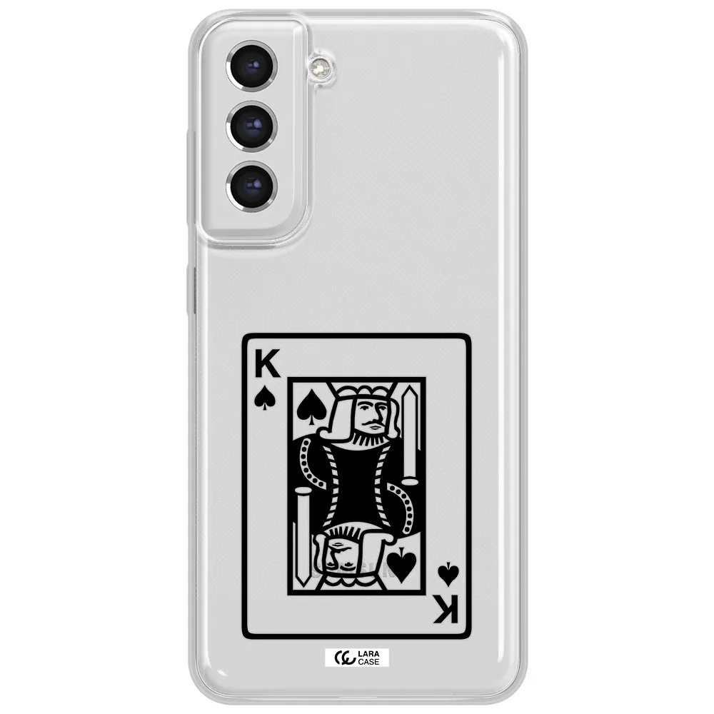 A Black And White Card With A Man In A Crown Samsung S21 Fe Clear Tpu Case