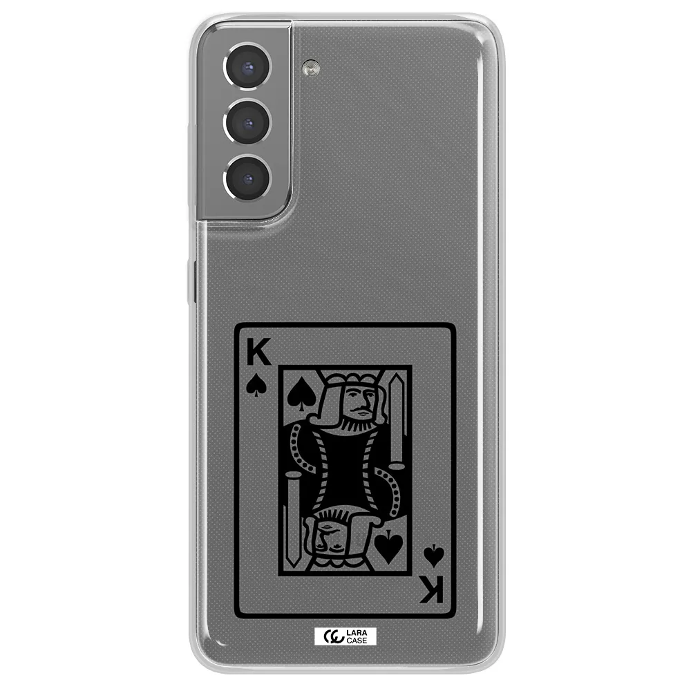 a black and white card with a man in a crown Samsung S21 Plus Clear TPU Case
