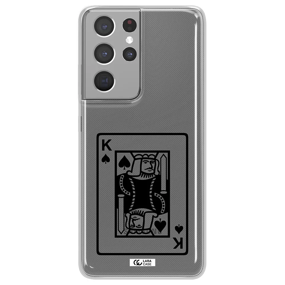 a black and white card with a man in a crown Samsung S21 Ultra Clear TPU Case