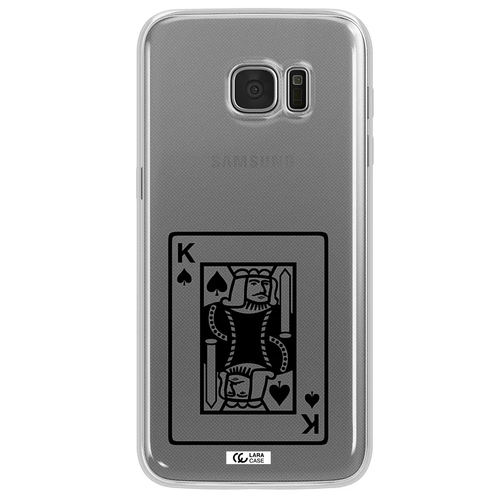 a black and white card with a man in a crown Samsung S7 Edge Clear TPU Case