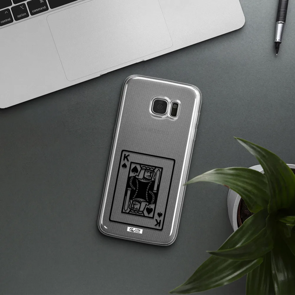 a black and white card with a man in a crown Samsung S7 Edge Clear TPU Case