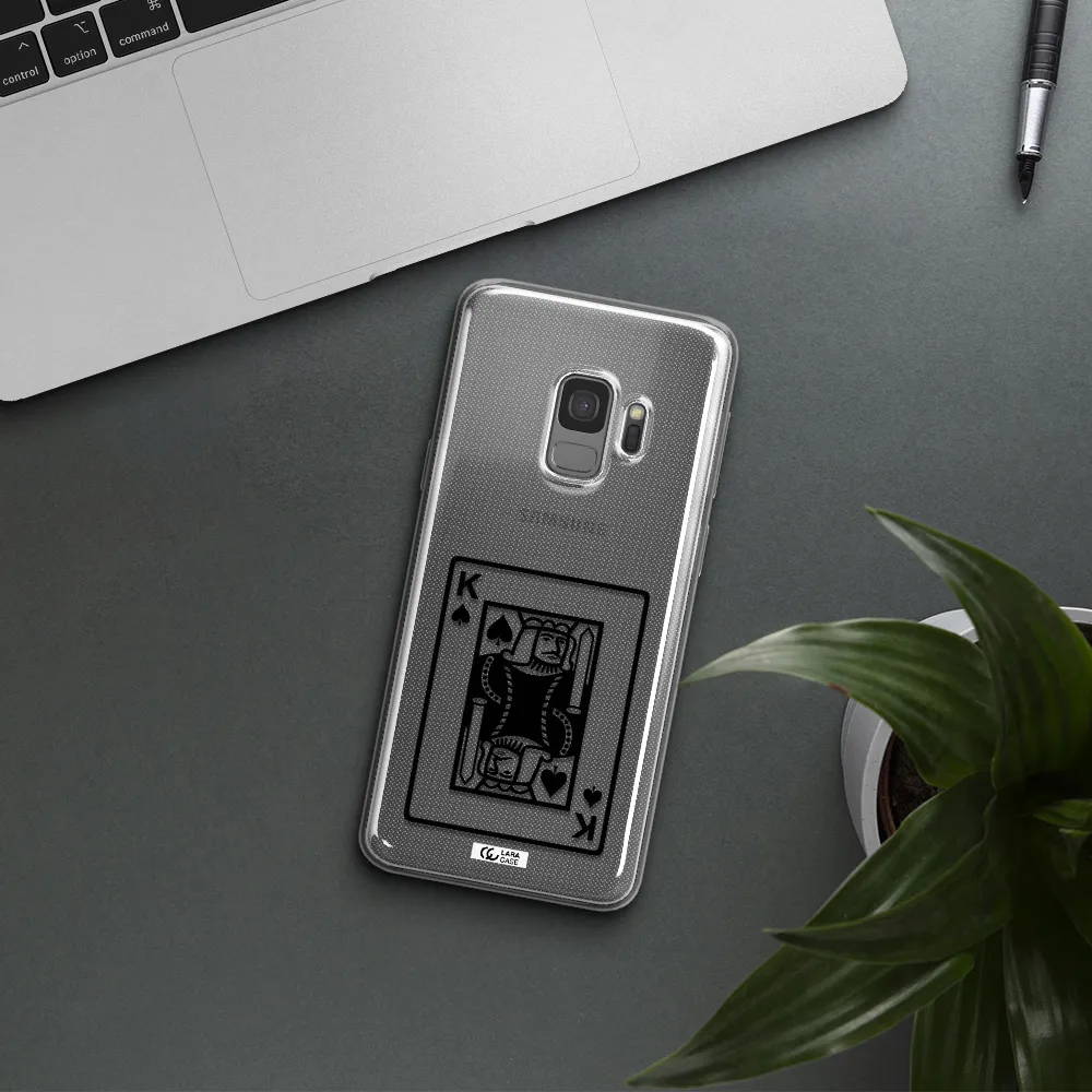 a black and white card with a man in a crown Samsung S9 Clear TPU Case