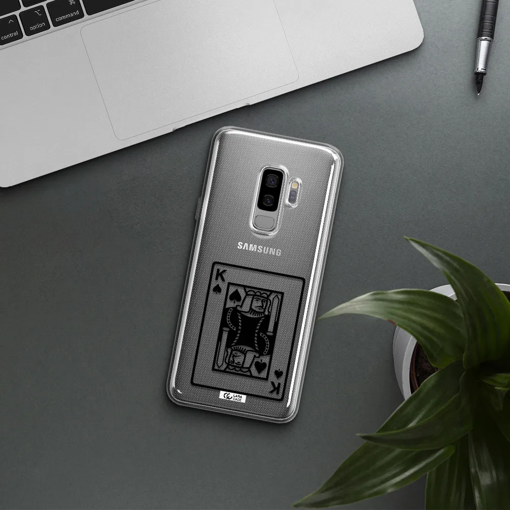 a black and white card with a man in a crown Samsung S9 Plus Clear TPU Case