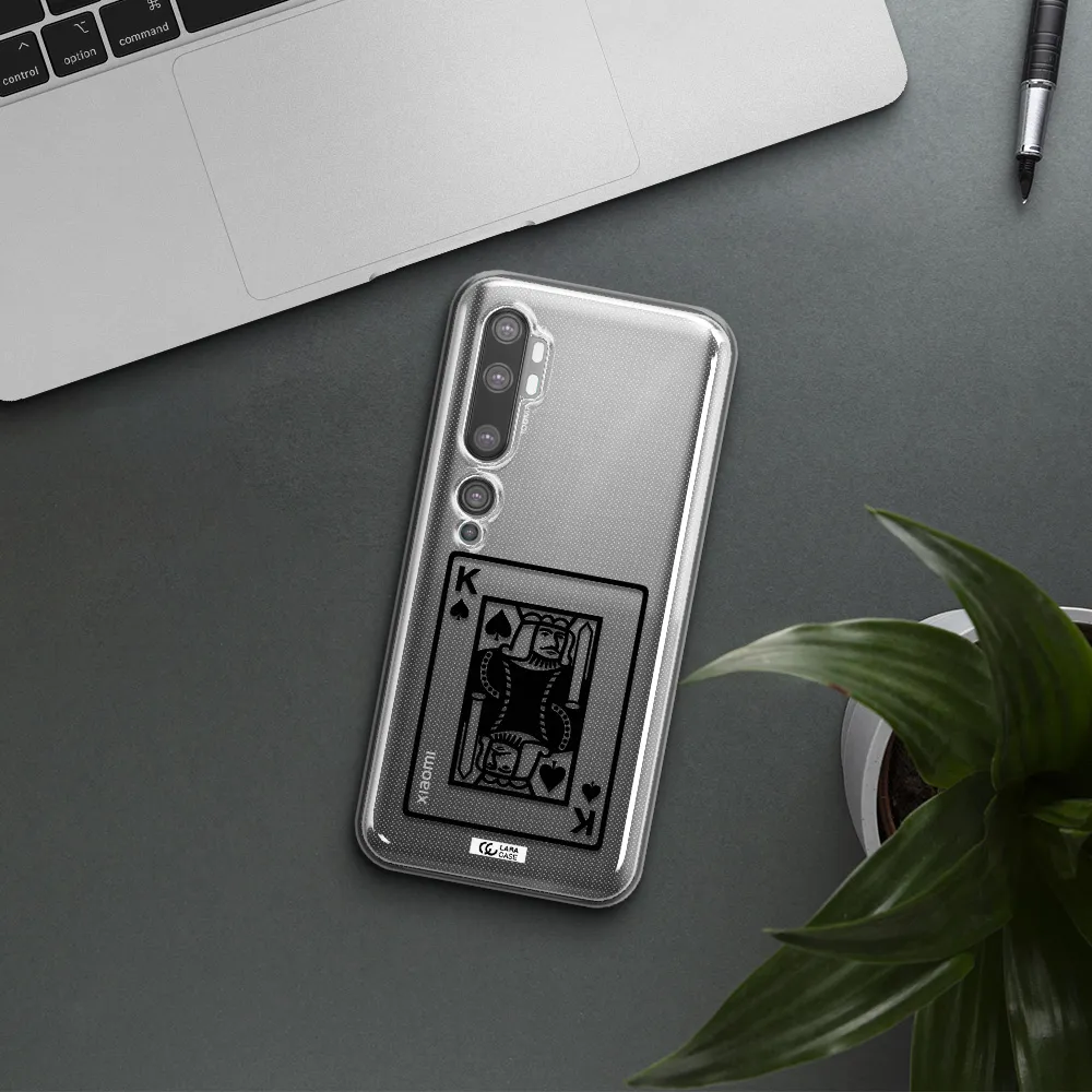 a black and white card with a man in a crown Xiaomi Mi Note 10 Clear TPU Case