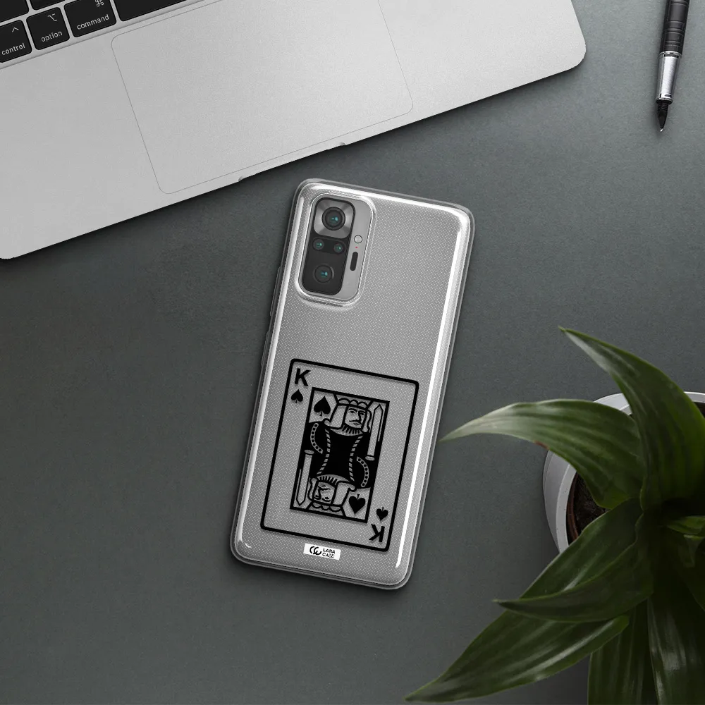 a black and white card with a man in a crown Xiaomi Note 10 Pro Clear TPU Case