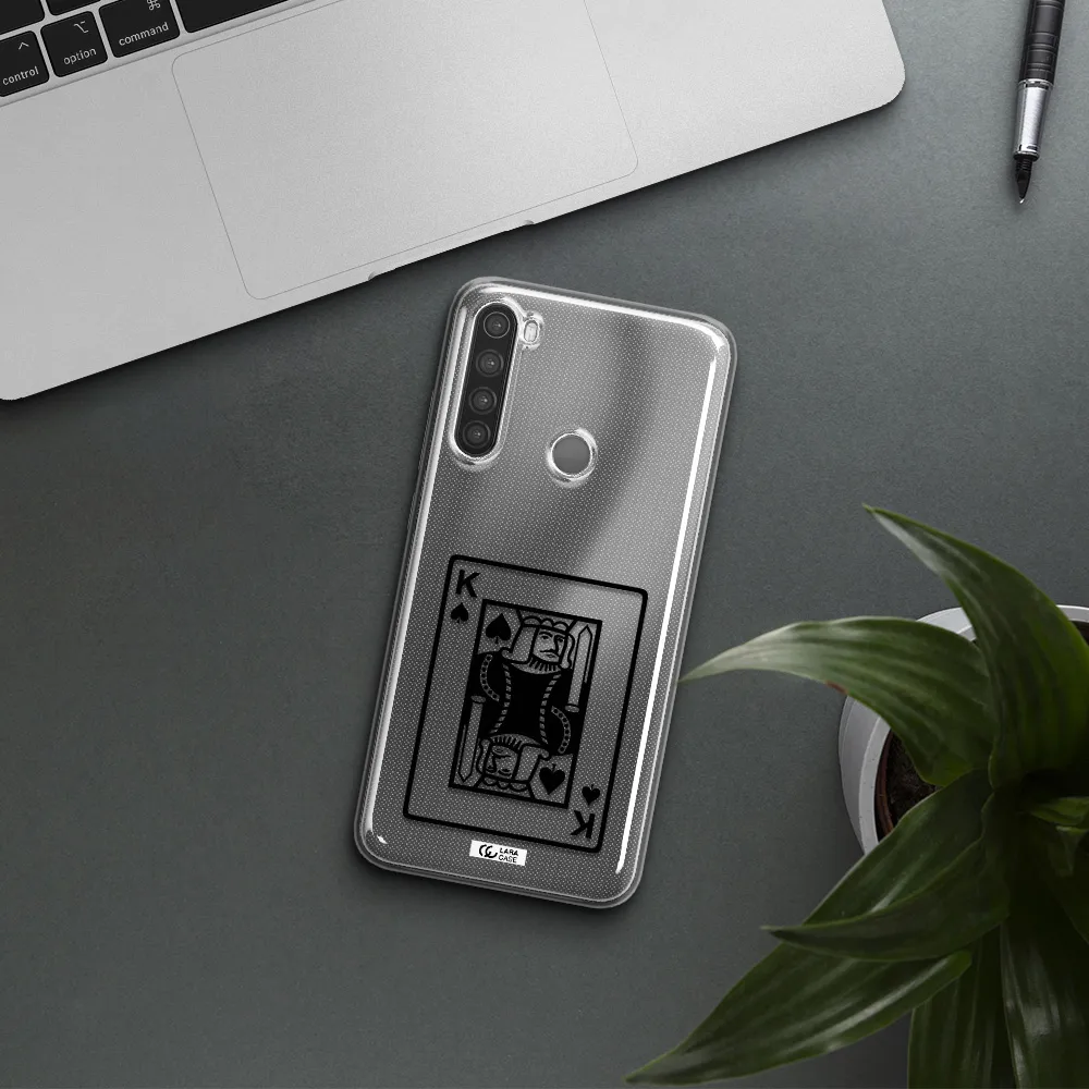 a black and white card with a man in a crown Xiaomi Note 8 Clear TPU Case