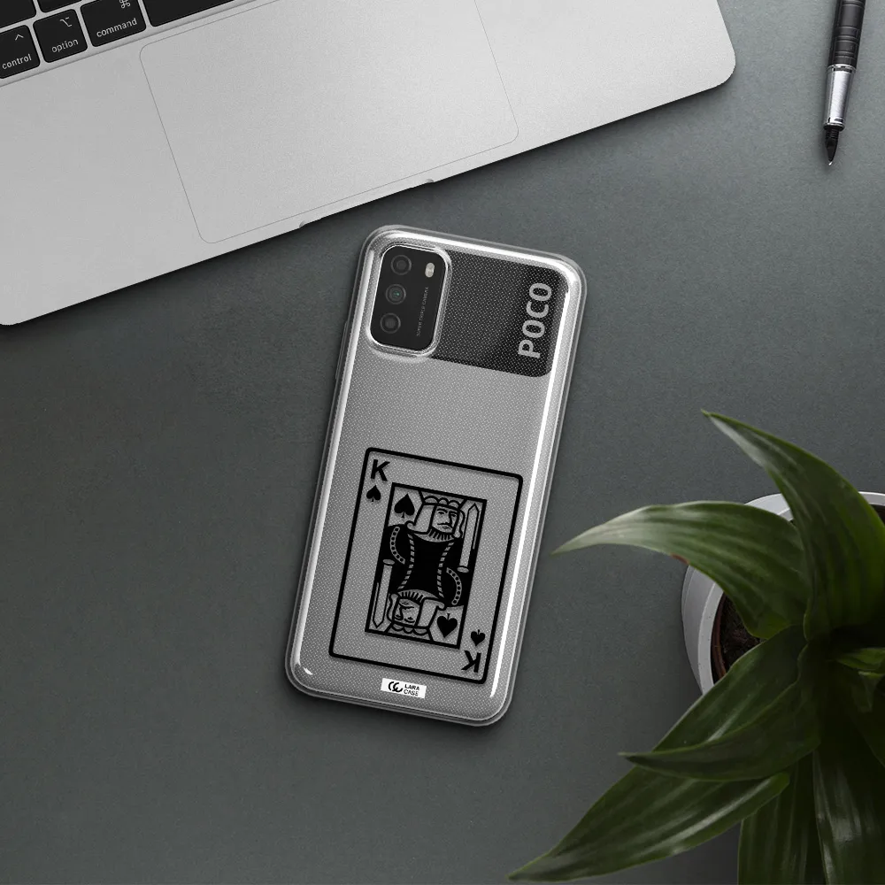 a black and white card with a man in a crown Xiaomi Poco M3 Clear TPU Case