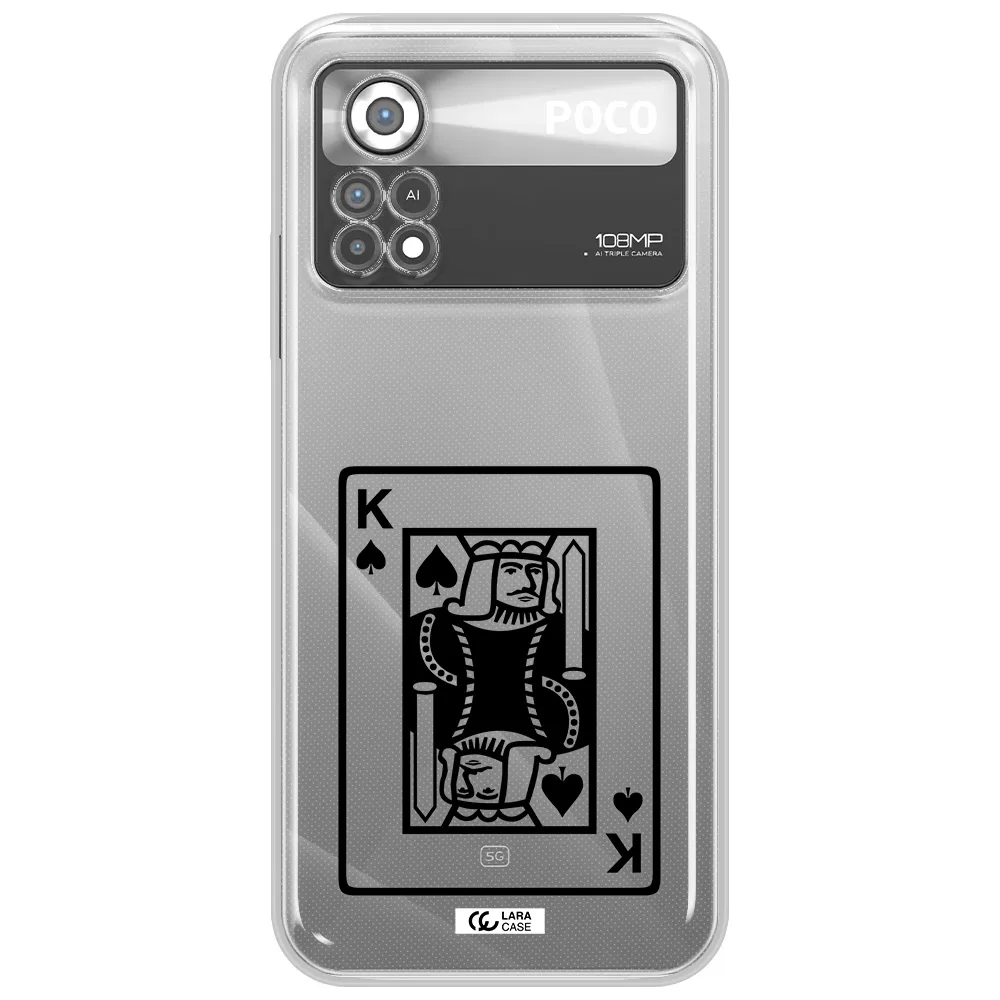 a black and white card with a man in a crown Xiaomi Poco X4 Pro Clear TPU Case