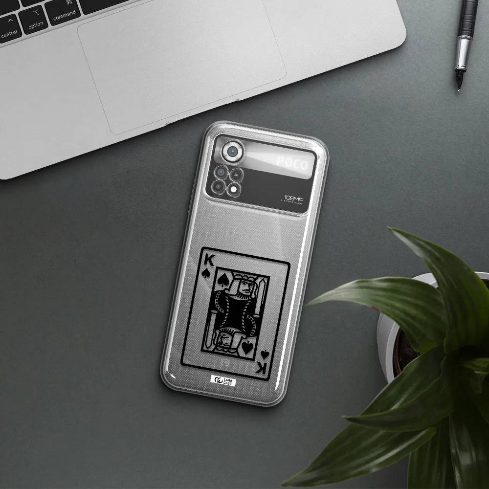 a black and white card with a man in a crown Xiaomi Poco X4 Pro Clear TPU Case