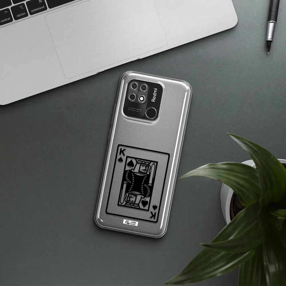 a black and white card with a man in a crown Xiaomi Redmi 10C Clear TPU Case