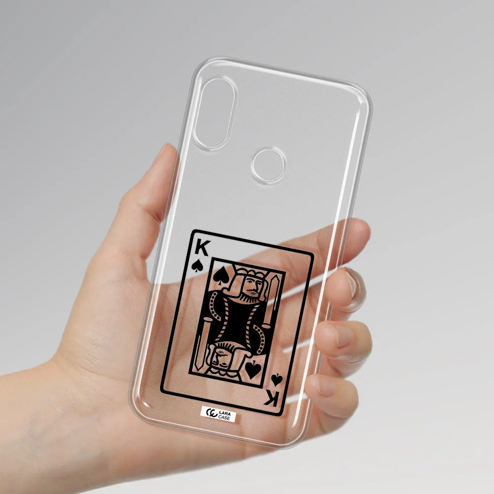 a black and white card with a man in a crown Xiaomi Redmi 6 Pro Clear TPU Case