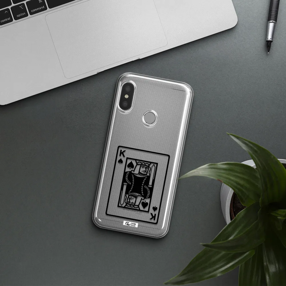 a black and white card with a man in a crown Xiaomi Redmi 6 Pro Clear TPU Case