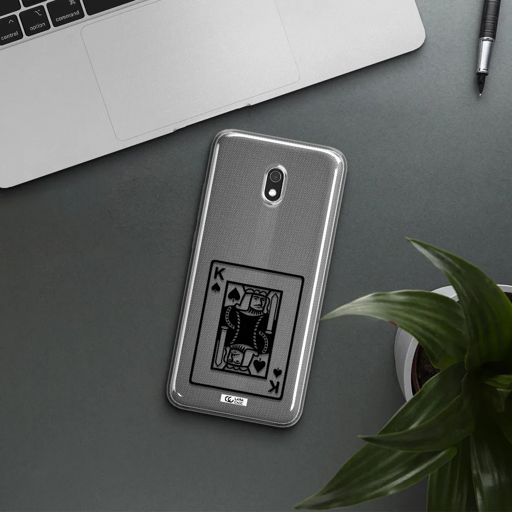 a black and white card with a man in a crown Xiaomi Redmi 8A Clear TPU Case