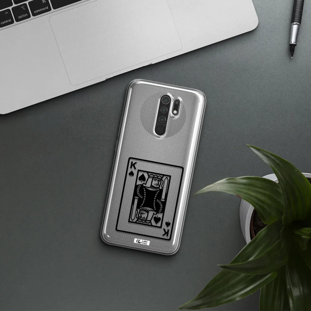 a black and white card with a man in a crown Xiaomi Redmi 9 Clear TPU Case