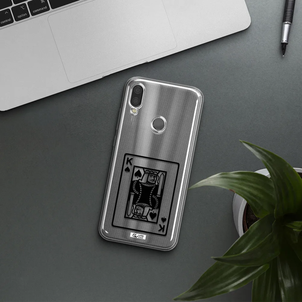 a black and white card with a man in a crown Xiaomi Redmi Note 7 Clear TPU Case