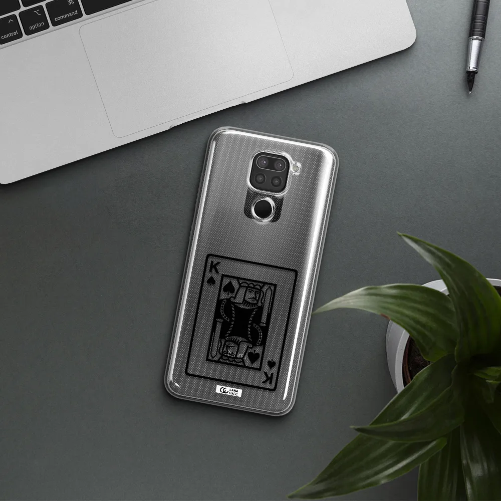 a black and white card with a man in a crown Xiaomi Redmi Note 9 Clear TPU Case