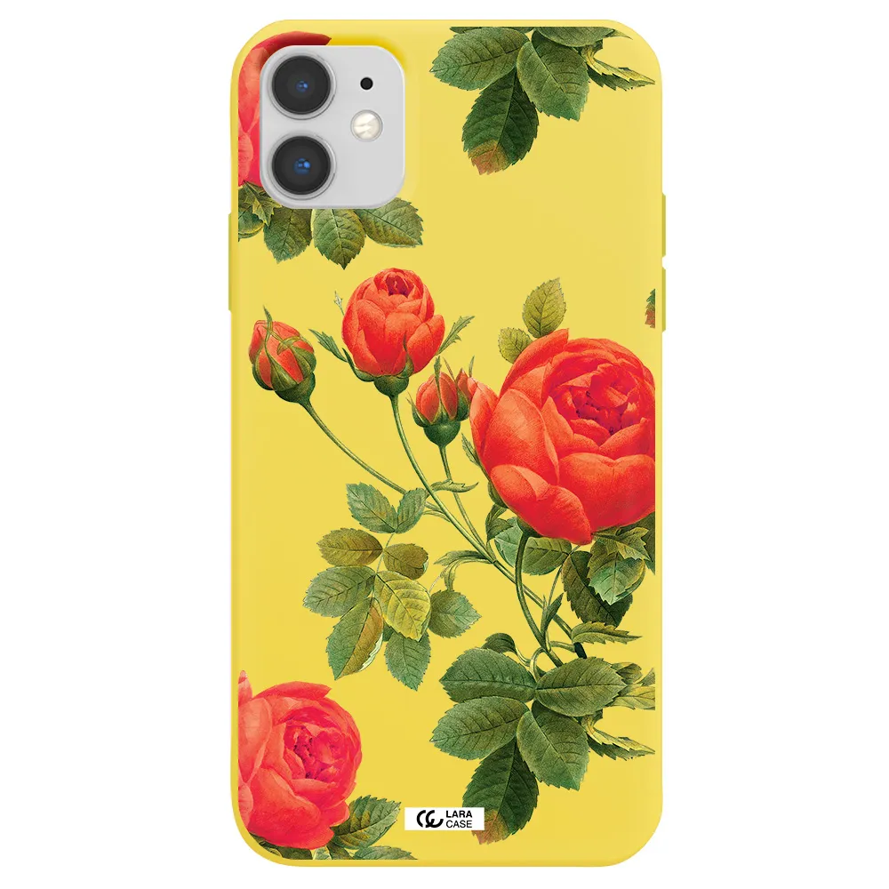 a close-up of a flower Apple iPhone 11 Silicone canary yellow Case