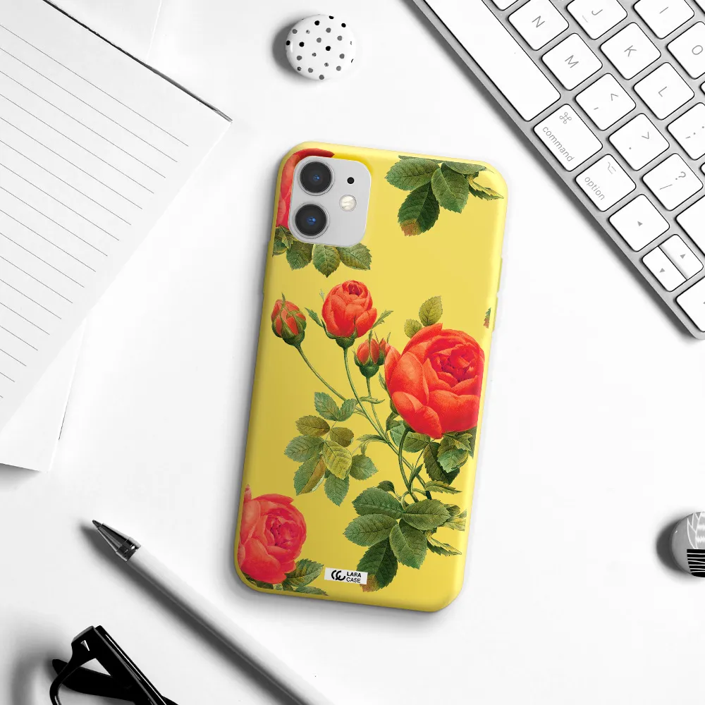 a close-up of a flower Apple iPhone 11 Silicone canary yellow Case