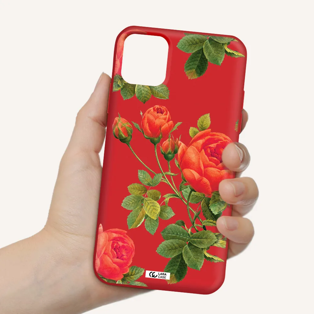 a close-up of a flower Apple iPhone 11 Silicone Imperial Red Case