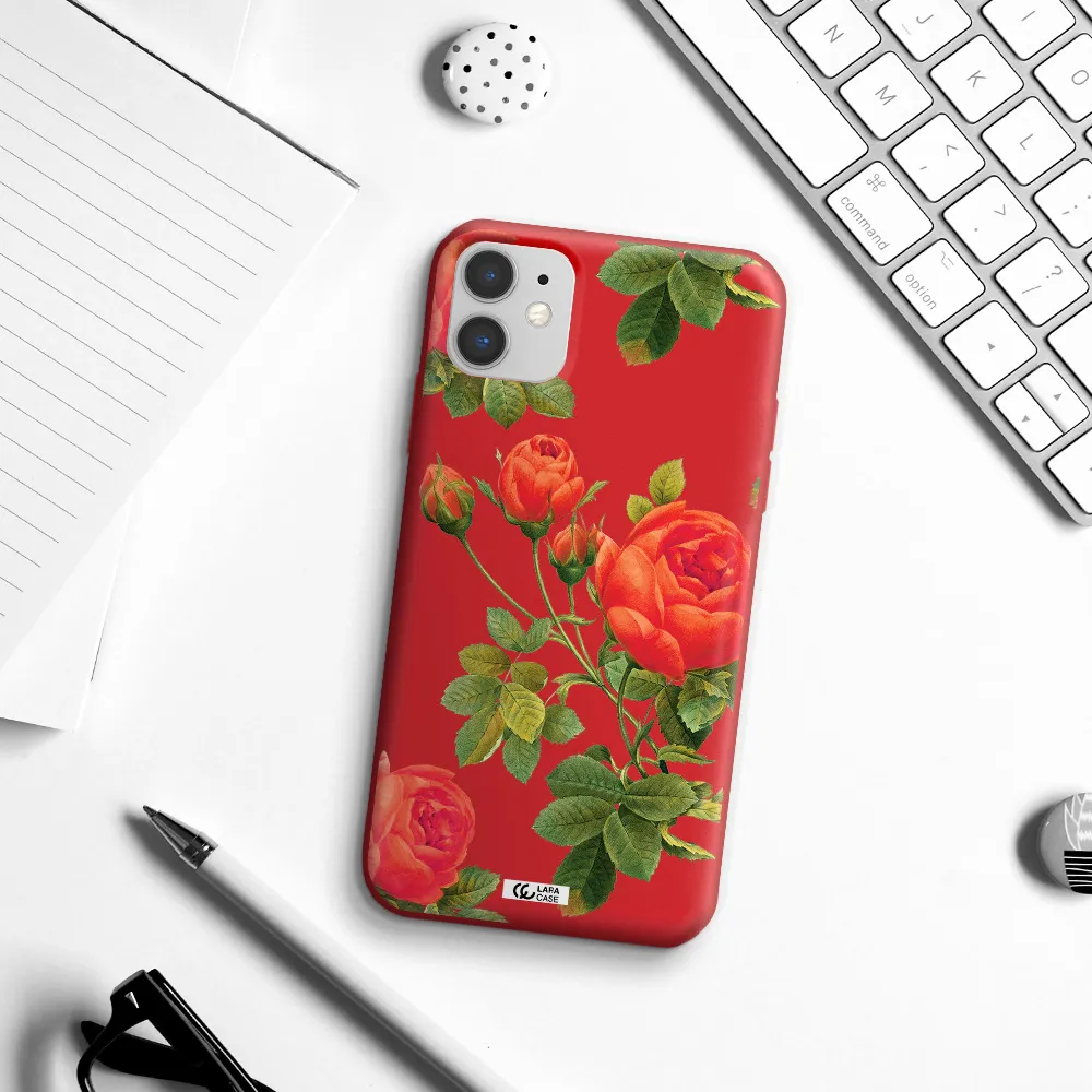 a close-up of a flower Apple iPhone 11 Silicone Imperial Red Case