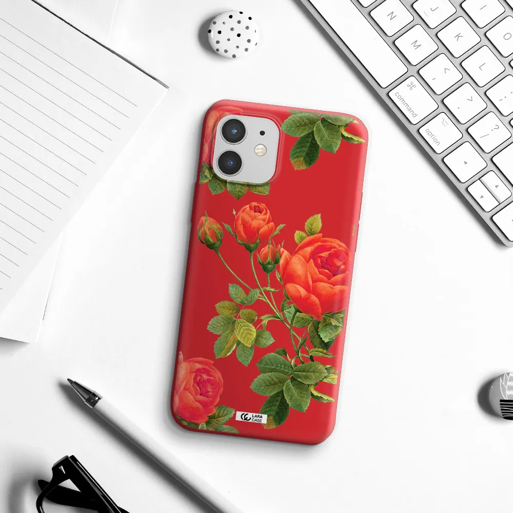 a close-up of a flower Apple iPhone 12 mini Silicone Imperial Red Case