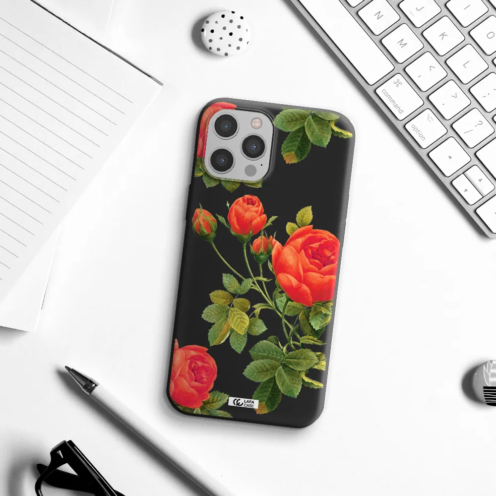 a close-up of a flower Apple iPhone 12 pro max Silicone black Case