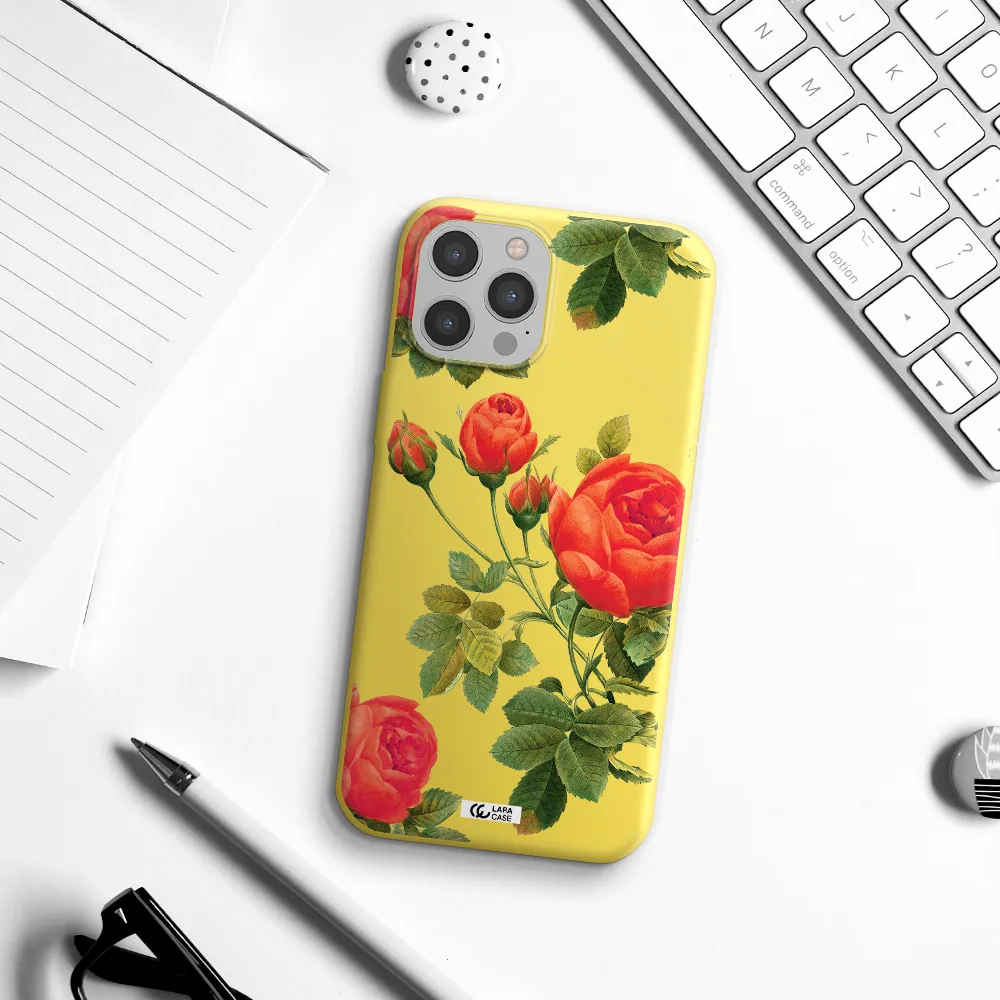 a close-up of a flower Apple iPhone 12 pro max Silicone canary yellow Case