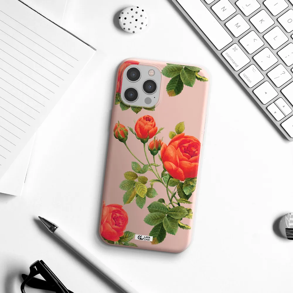 a close-up of a flower Apple iPhone 12 pro max Silicone pastel pink Case