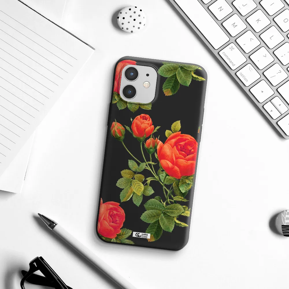 a close-up of a flower Apple iPhone 12 Silicone black Case