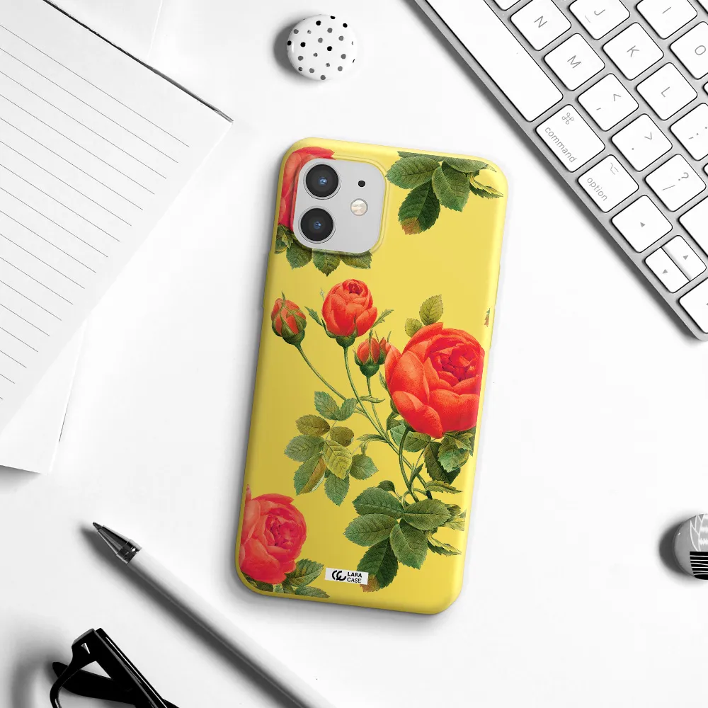 a close-up of a flower Apple iPhone 12 Silicone canary yellow Case