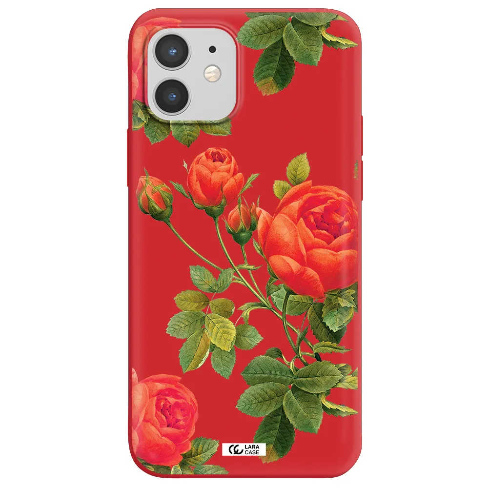 a close-up of a flower Apple iPhone 12 Silicone Imperial Red Case