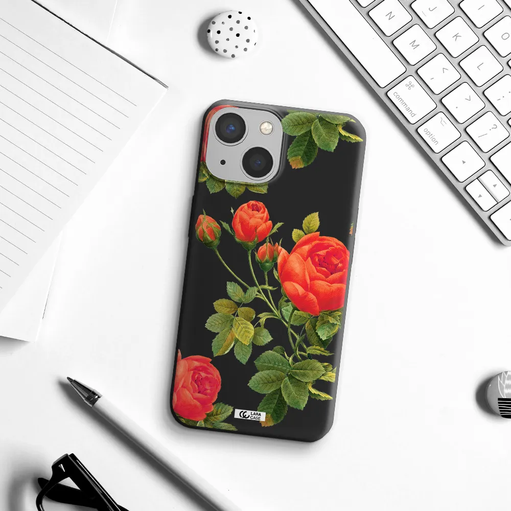 a close-up of a flower Apple iPhone 13 mini Silicone black Case