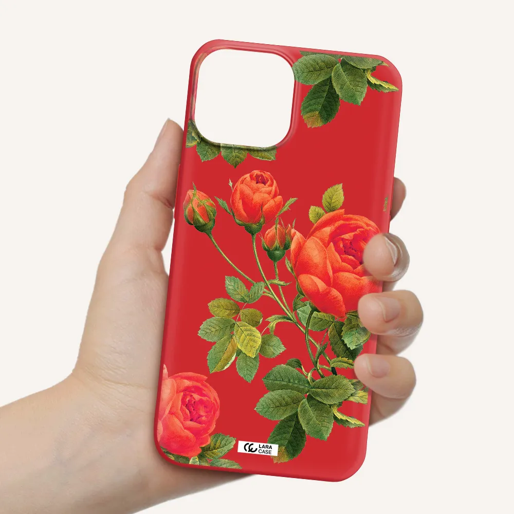 a close-up of a flower Apple iPhone 13 mini Silicone Imperial Red Case