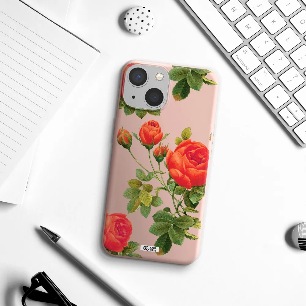 a close-up of a flower Apple iPhone 13 mini Silicone pastel pink Case