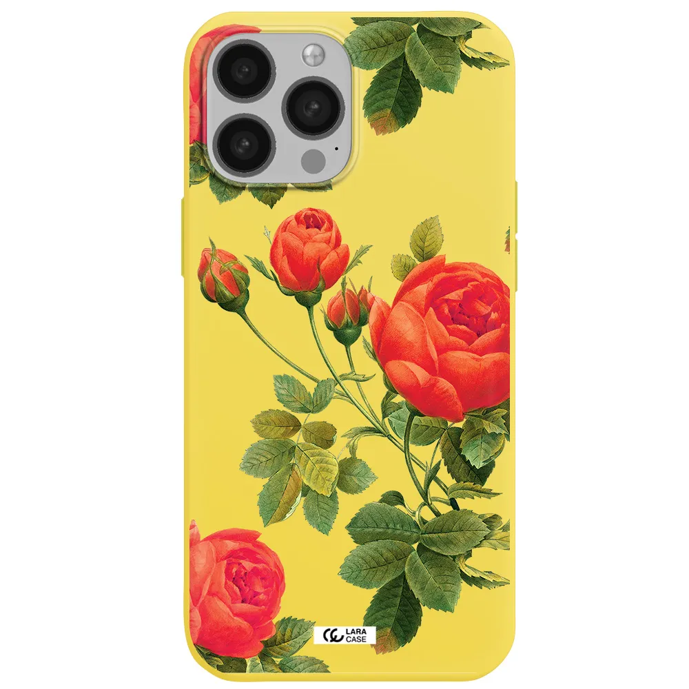 a close-up of a flower Apple iPhone 13 Pro Silicone canary yellow Case