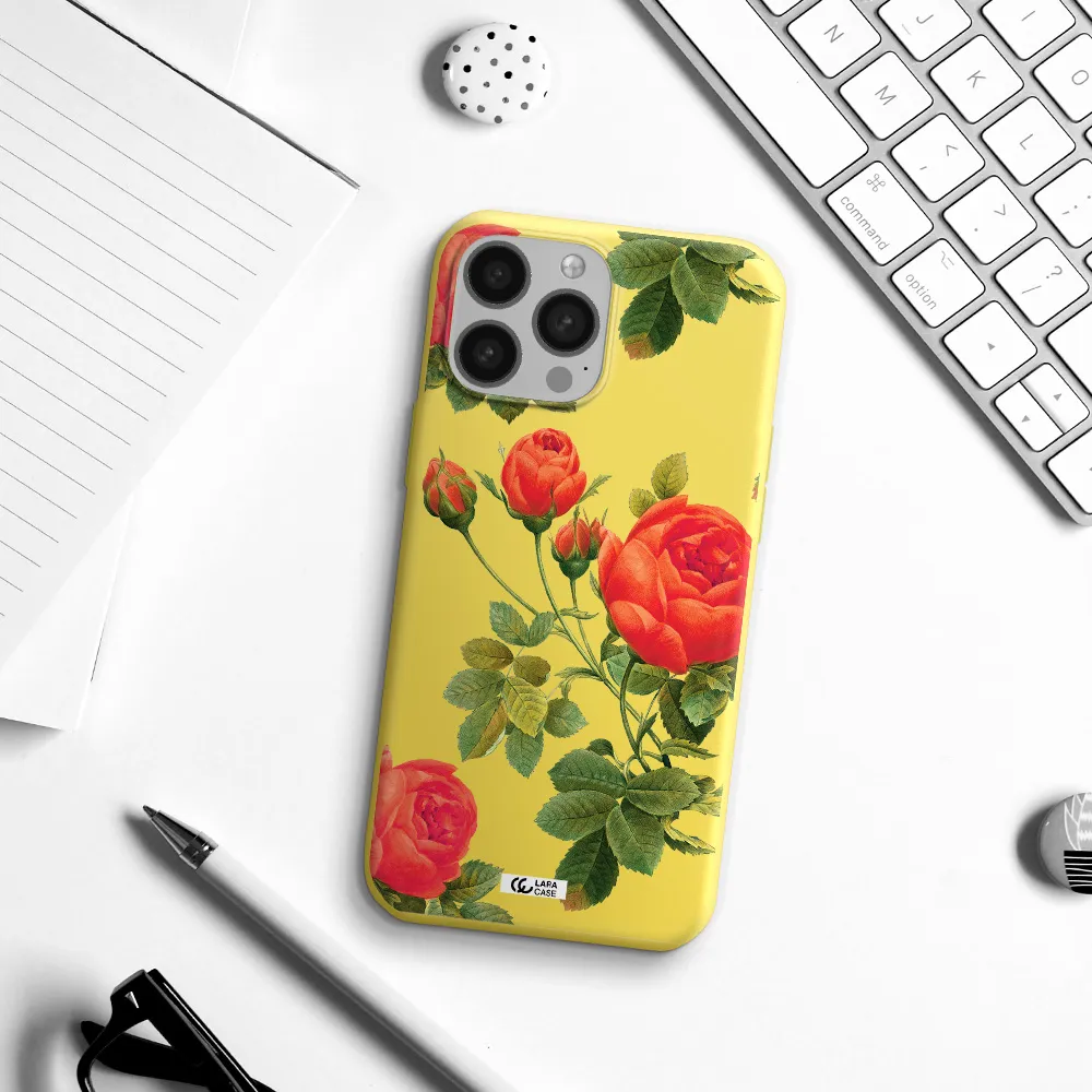 a close-up of a flower Apple iPhone 13 Pro Silicone canary yellow Case