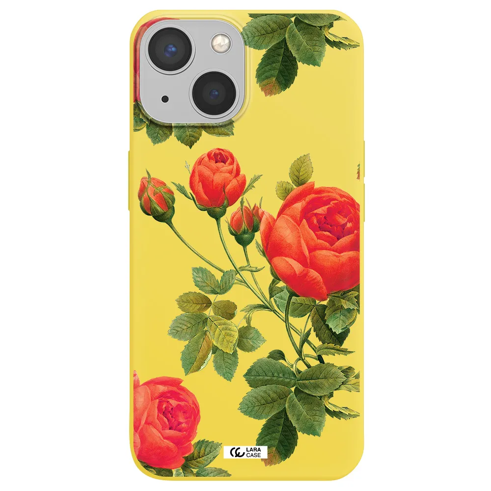 a close-up of a flower Apple iPhone 13 Silicone canary yellow Case