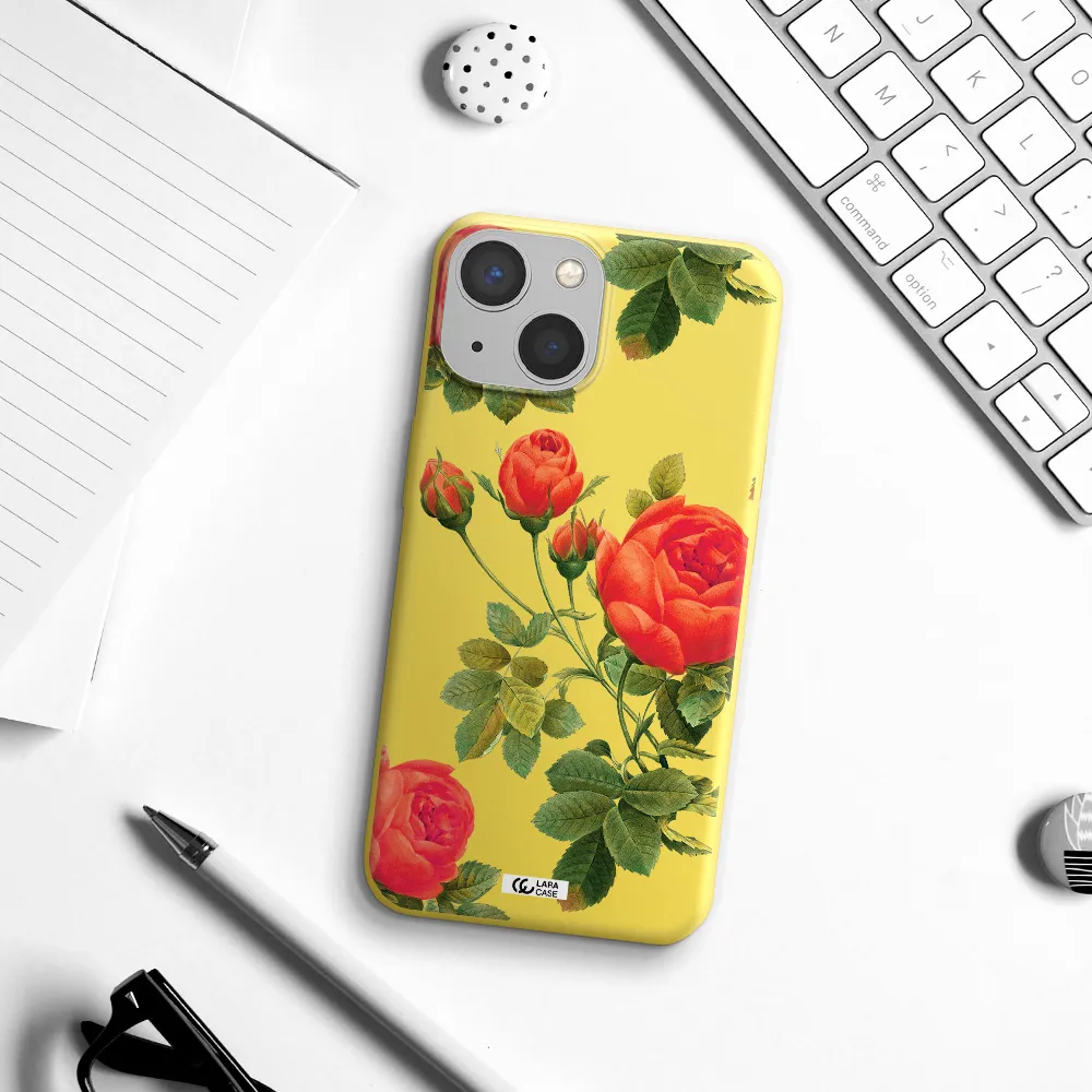 a close-up of a flower Apple iPhone 13 Silicone canary yellow Case