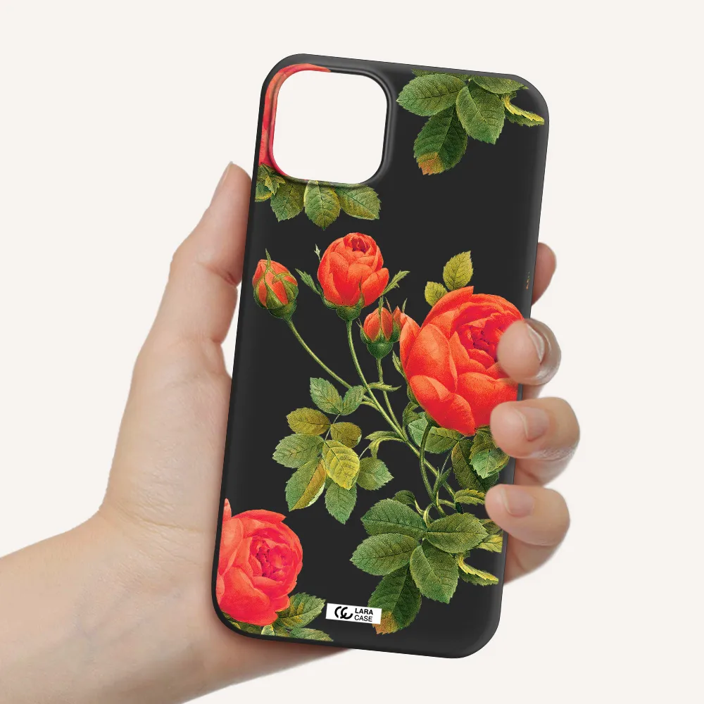 a close-up of a flower Apple iPhone 14 plus Silicone black Case