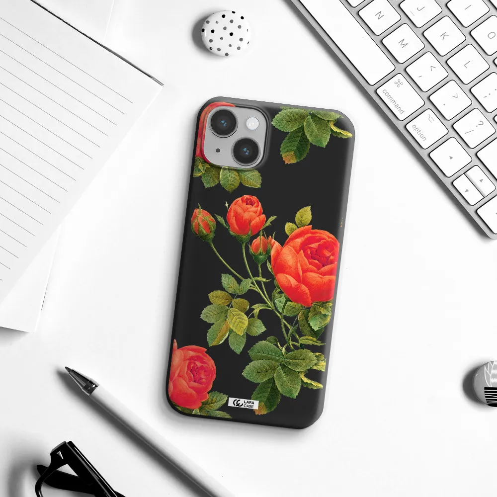 a close-up of a flower Apple iPhone 14 plus Silicone black Case