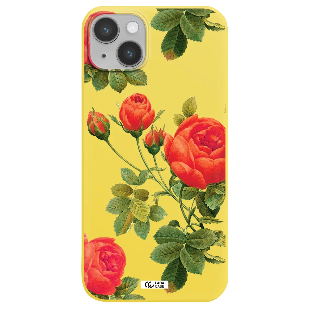 a close-up of a flower Apple iPhone 14 plus Silicone canary yellow Case