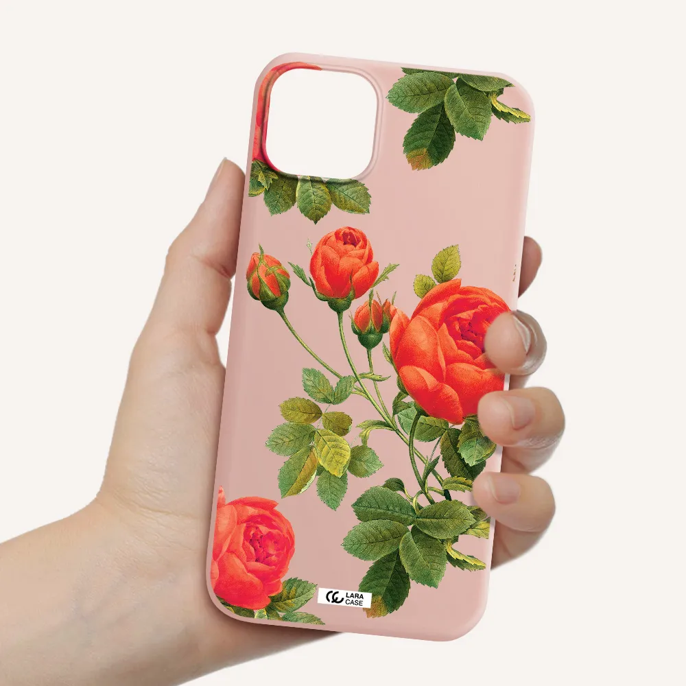 a close-up of a flower Apple iPhone 14 plus Silicone pastel pink Case