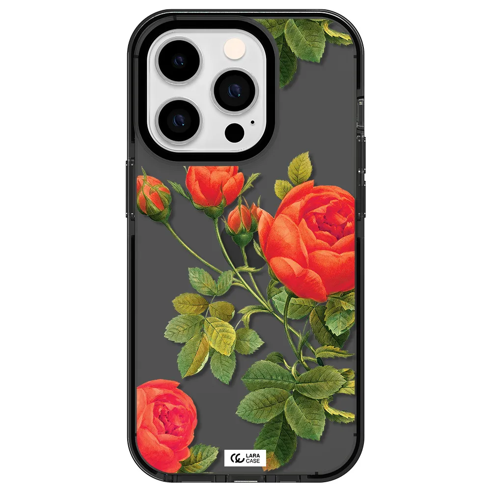 a close-up of a flower Apple iPhone 14 pro impact Smoke Black Case
