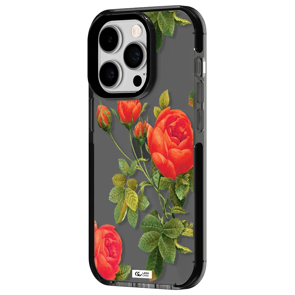 a close-up of a flower Apple iPhone 14 pro impact Smoke Black Case