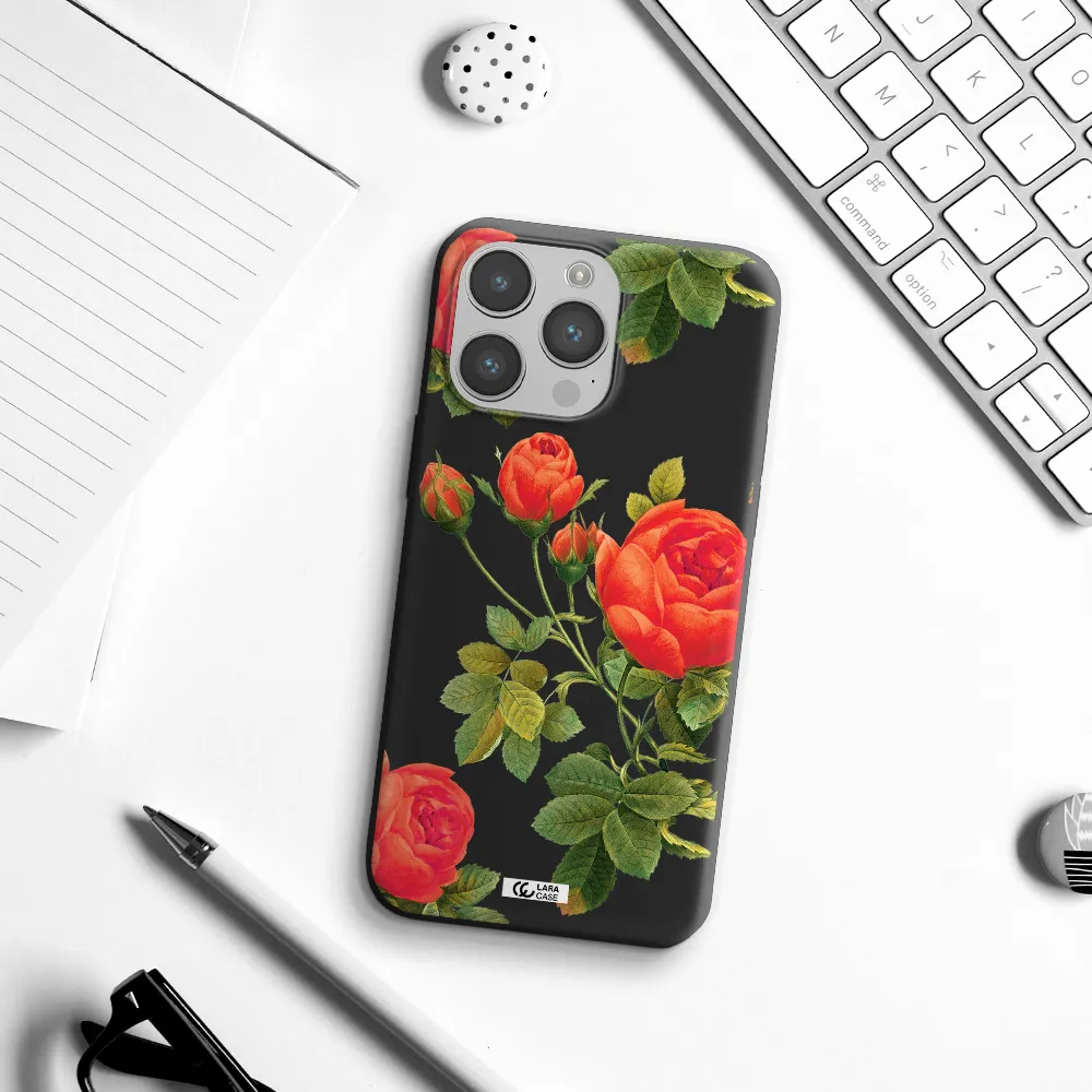 a close-up of a flower Apple iPhone 14 pro max Silicone black Case