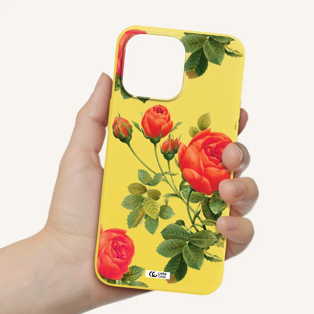 a close-up of a flower Apple iPhone 14 pro max Silicone canary yellow Case